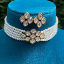 Amoliya Jewels Royal Polki Kundan Stone And Pearl Choker Necklace Set