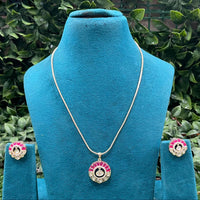 Amoliya Jewels Polki Kundan Stone Chain Pendant Set