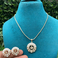 Amoliya Jewels Polki Kundan Stone Chain Pendant Set