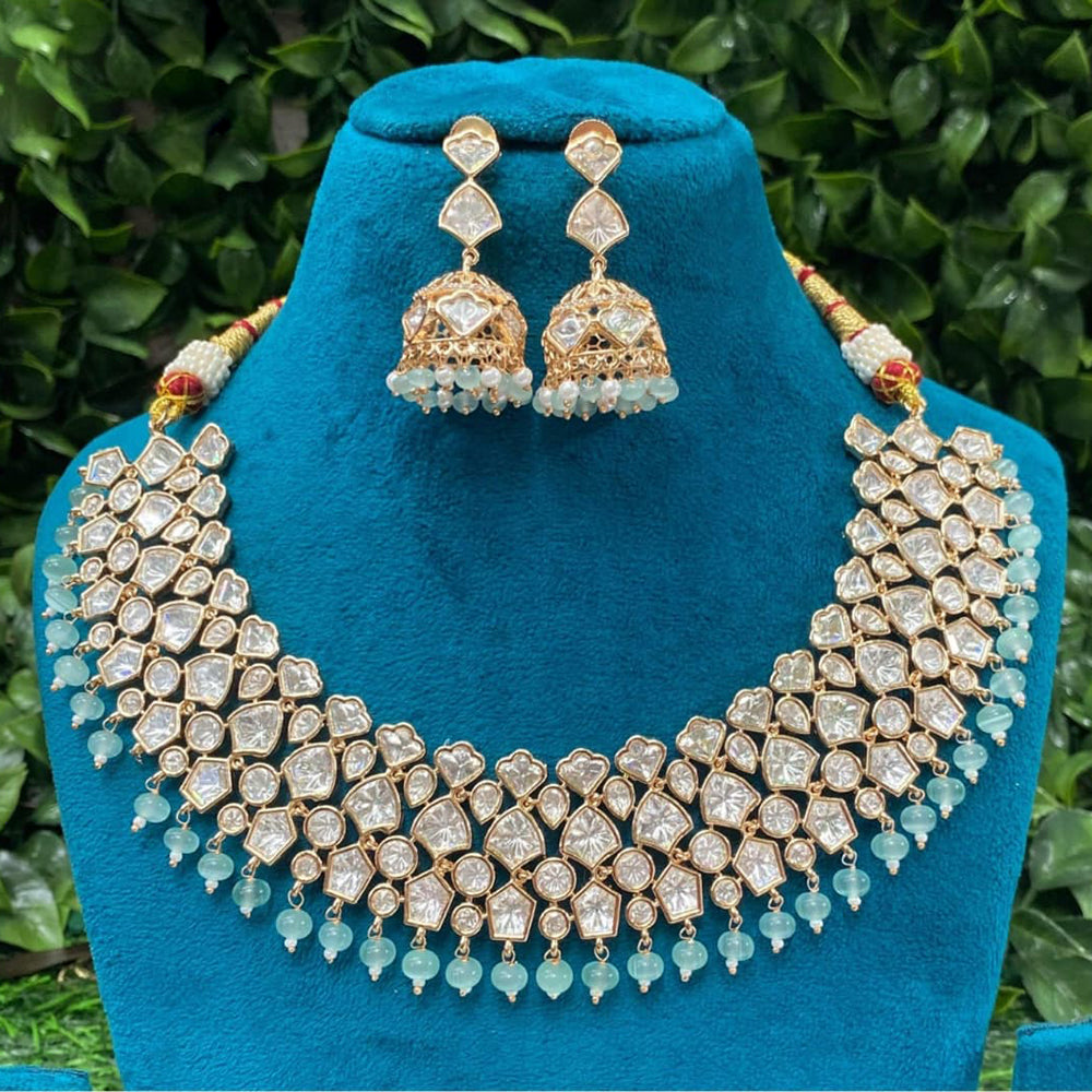 Amoliya Jewels Polki Kundan Stone Choker Necklace Set