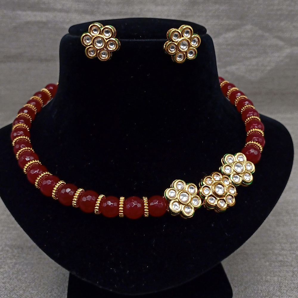 Amoliya Jewels Beautiful Polki Kundan Stone Necklace Set