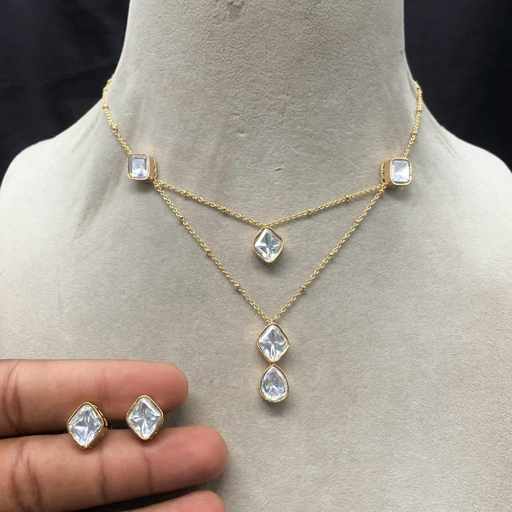 Amoliya Jewels Beautiful Crystal Stone Necklace Set