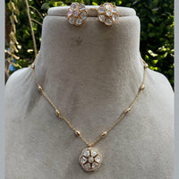 Amoliya Jewels Polki Kundan Stone Chain Pendant Set