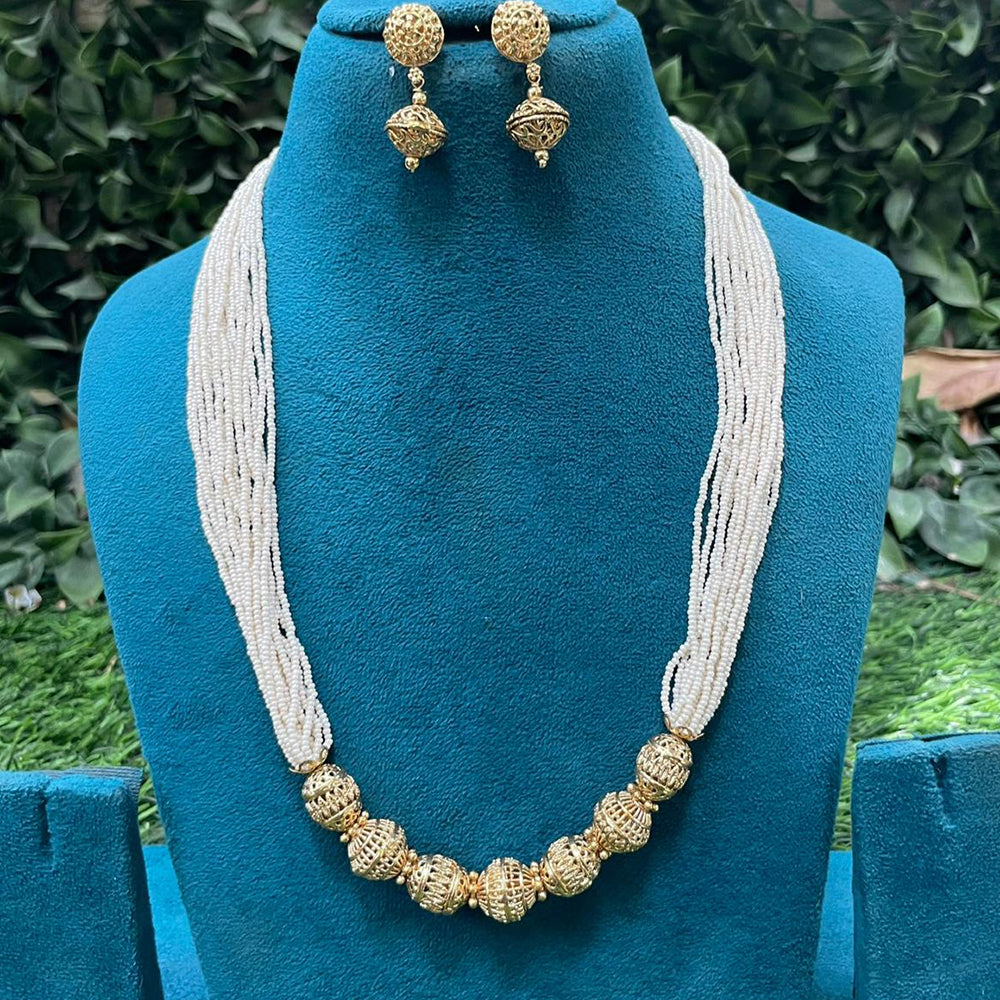 Amoliya Jewels Royal Look Pearl Long Necklace Set
