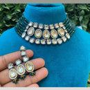 Amoliya Jewels Royal 2 Tone Plated Kundan Stone And Pearl Choker Necklace Set 