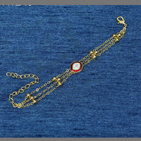 Amoliya Jewels Decent Polki Kundan And Pearl Meenakari Adjustable Bracelet