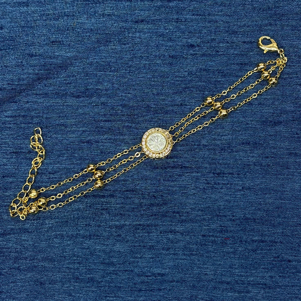 Amoliya Jewels Decent Polki Kundan And Pearl Adjustable Bracelet