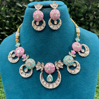 Amoliya Jewels Royal Polki Kundan Stone And Pearl Meenakari Necklace Set