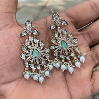 Amoliya Jewels Designer Polki Kundan Stone And Pearl Statement Dangler Earrings
