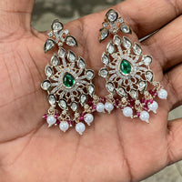 Amoliya Jewels Designer Polki Kundan Stone And Pearl Statement Dangler Earrings