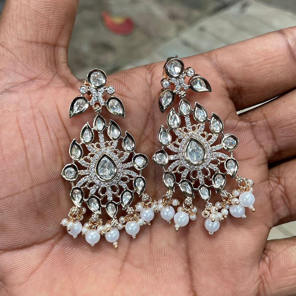 Amoliya Jewels Designer Polki Kundan Stone And Pearl Statement Dangler Earrings