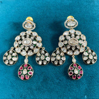 Amoliya Jewels Designer Polki Kundan Stone And Pearl Statement Dangler Earrings