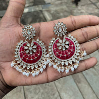 Amoliya Jewels Designer Polki Kundan Stone And Pearl Statement Dangler Earrings