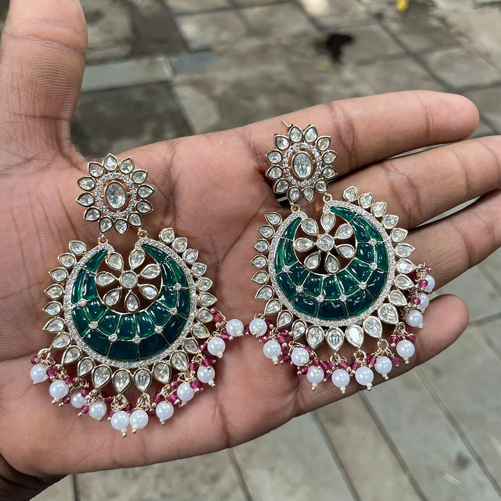 Amoliya Jewels Designer Polki Kundan Stone And Pearl Statement Dangler Earrings
