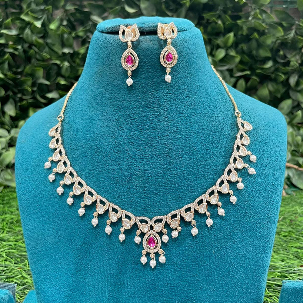 Amoliya Jewels Royal Polki Kundan Stone And Pearl Necklace Set