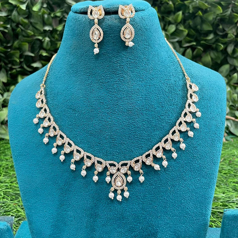 Amoliya Jewels Royal Polki Kundan Stone And Pearl Necklace Set