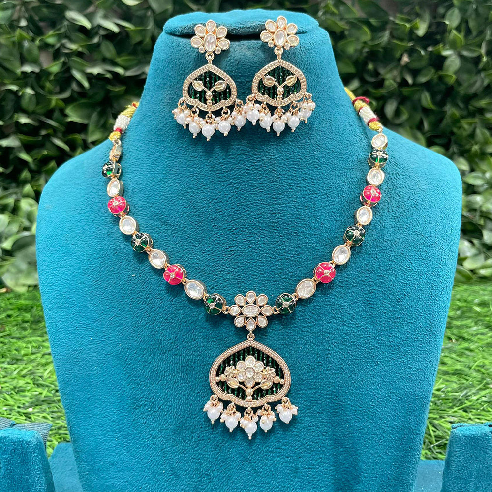 Amoliya Jewels Royal Polki Kundan Stone And Pearl Necklace Set