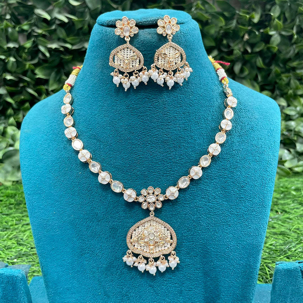 Amoliya Jewels Royal Polki Kundan Stone And Pearl Necklace Set