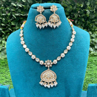 Amoliya Jewels Royal Polki Kundan Stone And Pearl Necklace Set