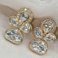 Amoliya Jewels Designer Polki Kundan Stone Statement Dangler Earrings