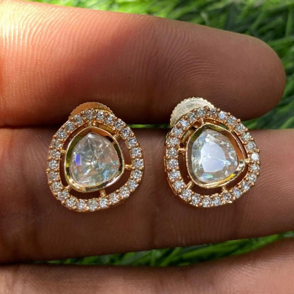 Amoliya Jewels Designer Polki Kundan Stone Studs Earrings 