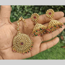 Amoliya Jewels Royal Pota Stone And Pearl Jhumki Earrings With Maangtikka