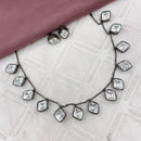 Amoliya Jewels Royal Black Polish Polki Kundan Stone Necklace Set