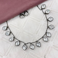 Amoliya Jewels Royal Black Polish Polki Kundan Stone Necklace Set