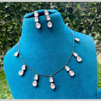 Amoliya Jewels Royal Black Polish Polki Kundan Stone Necklace Set