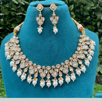Amoliya Jewels Royal Polki Kundan Stone Pearl And Beads Necklace Set