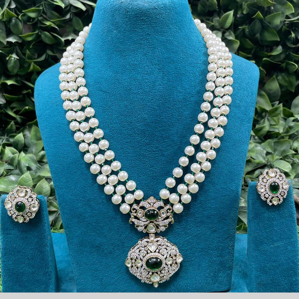 Amoliya Jewels Royal Polki Kundan Stone Pearl And Beads Necklace Set