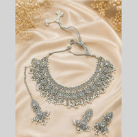 Amoliya Jewels Elegant Crystal Stone And Pearl Necklace Set