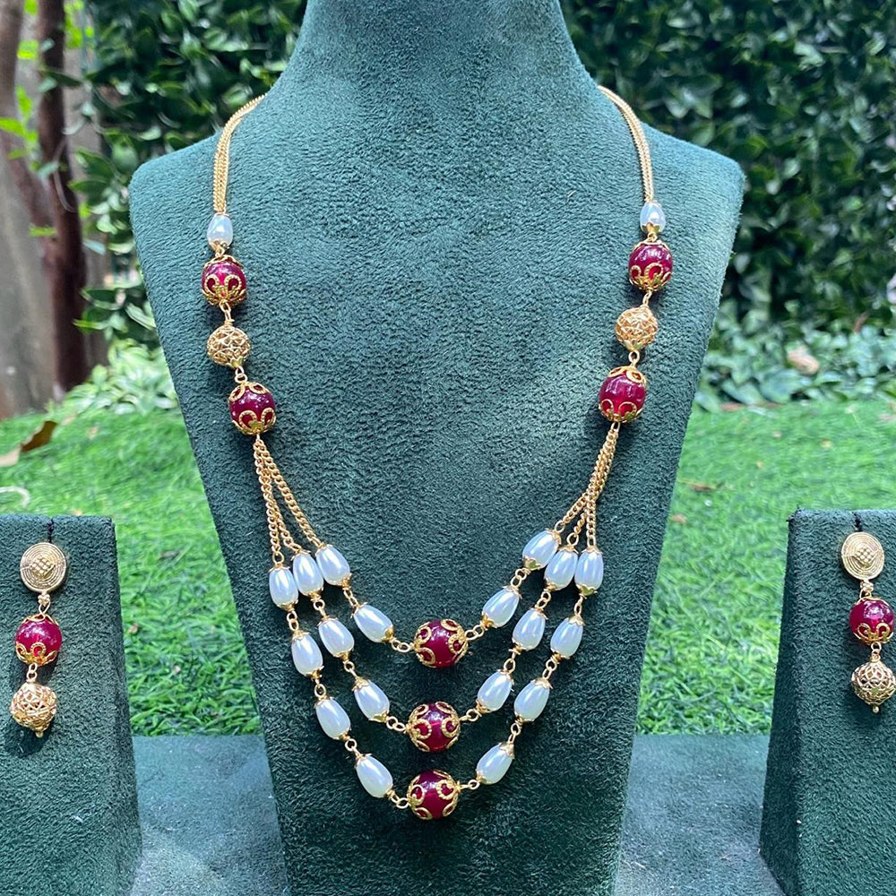 Amoliya Jewels Stylish Beaded Necklace Jewellery Set