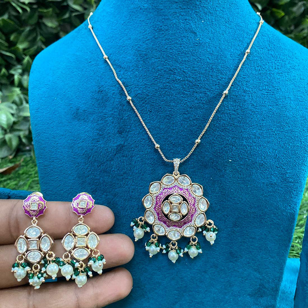 Amoliya Jewels Royal Polki Kundan Stone Pearl And Beads Necklace Set