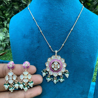 Amoliya Jewels Royal Polki Kundan Stone Pearl And Beads Necklace Set