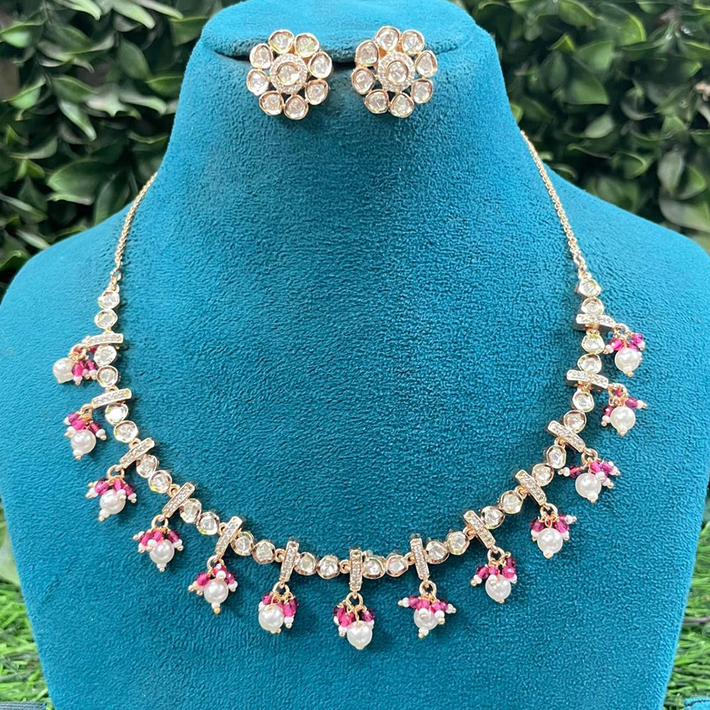 Amoliya Jewels Royal Polki Kundan Stone And Pearl Necklace Set