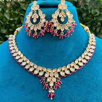 Amoliya Jewels Royal Polki Kundan Stone And Pearl Necklace Set