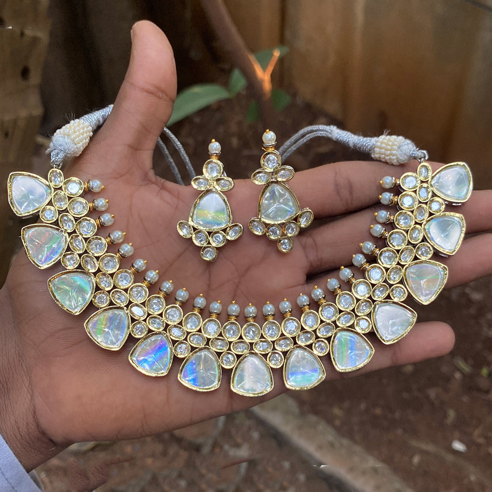 Amoliya Jewels Royal Polki Kundan Stone Necklace Set
