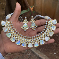 Amoliya Jewels Royal Polki Kundan Stone Necklace Set