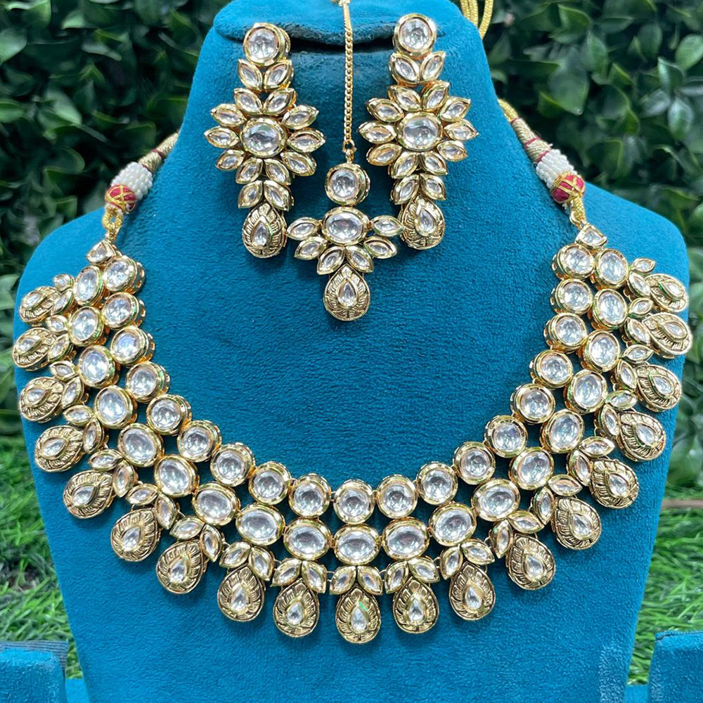Amoliya Jewels Royal Polki Kundan Stone Necklace Set