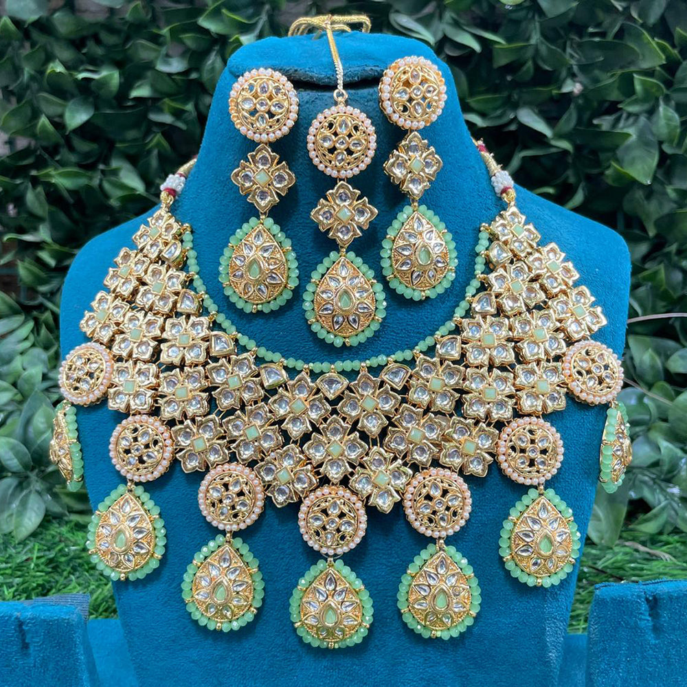 Amoliya Jewels Royal Polki Kundan Stone And Pearl Necklace Set