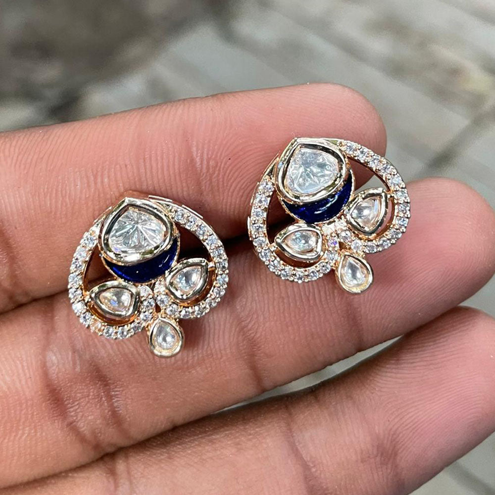 Amoliya Jewels Designer Polki Kundan Stone Studs Earrings