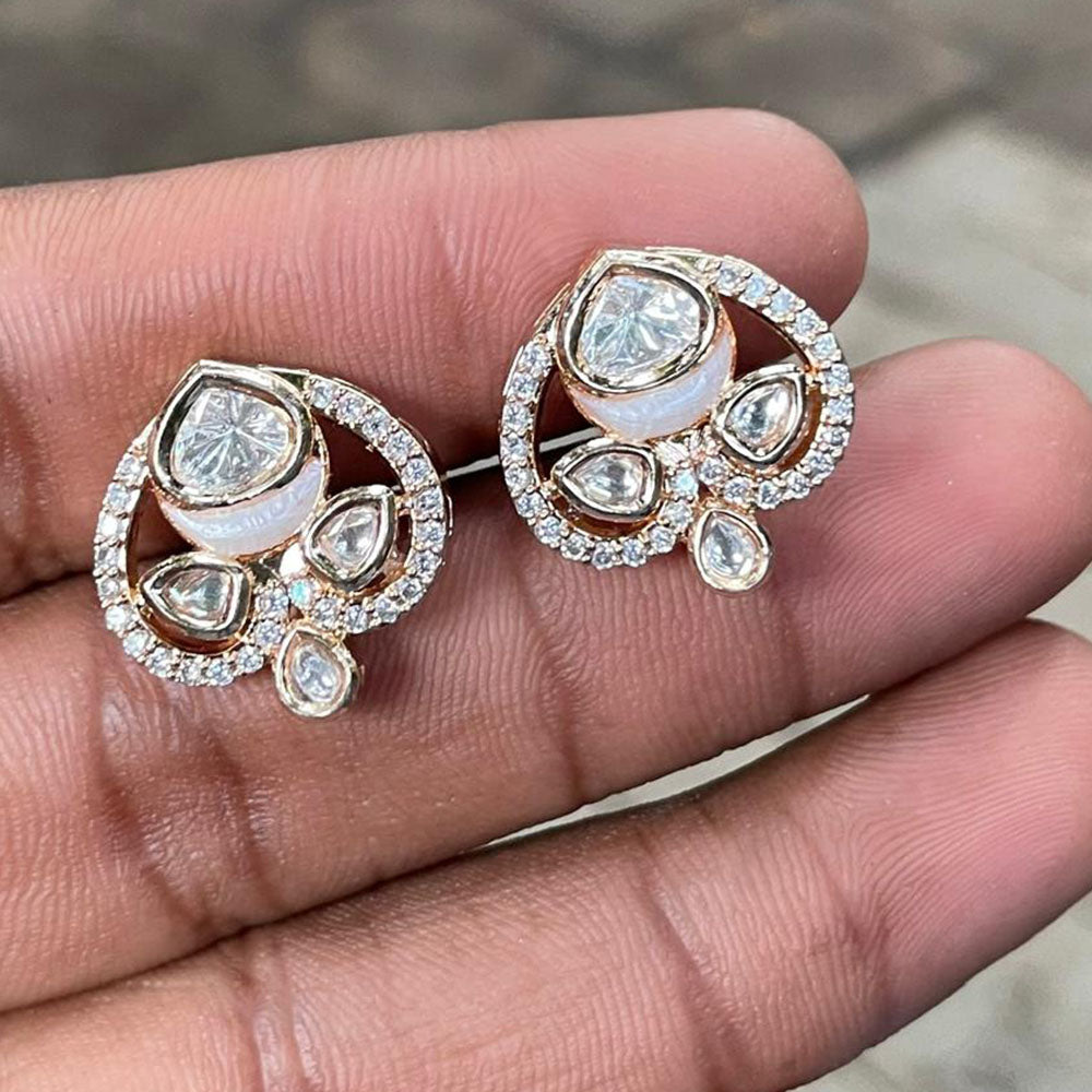 Amoliya Jewels Designer Polki Kundan Stone Studs Earrings