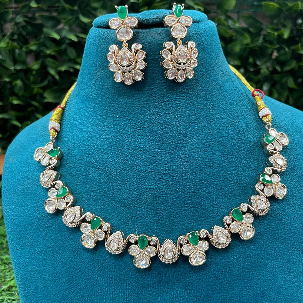 Amoliya Jewels Classic Polki Kundan Stone Necklace Set For Women