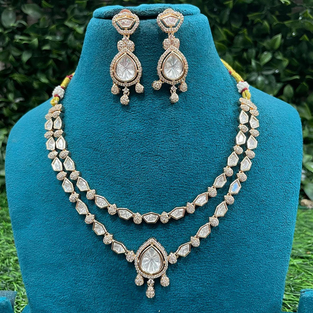 Amoliya Jewels Classic Polki Kundan Stone Necklace Set For Women