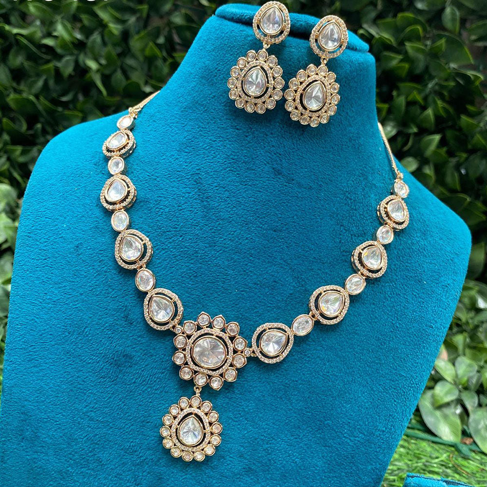 Amoliya Jewels Classic Polki Kundan Stone Necklace Set For Women