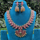 Amoliya Jewels Premium Pota Stone And Pearl Necklace Set 
