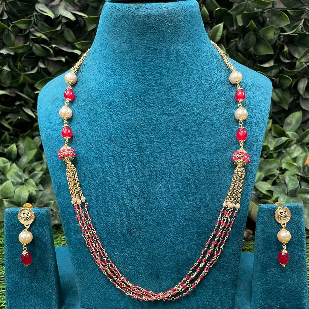 Amoliya Jewels Premium Beads Long Necklace Set 