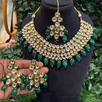 Amoliya Jewels Traditional Kundan Stone And Beads Necklace Set 