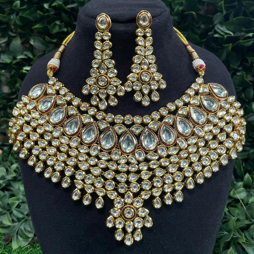 Amoliya Jewels Traditional Kundan Stone Necklace Set 